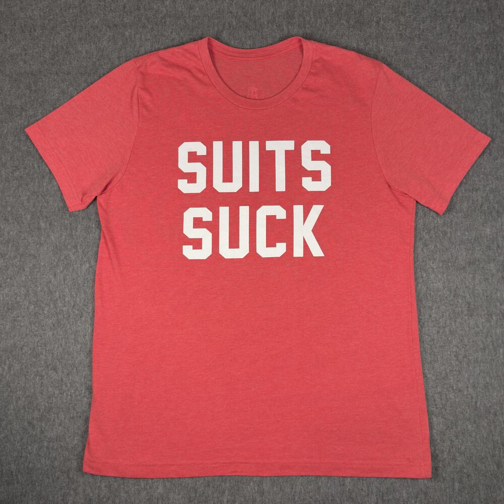 Suits Suck Shirt Mens Large Red Barstool Sports Entourage Tee T-Shirt